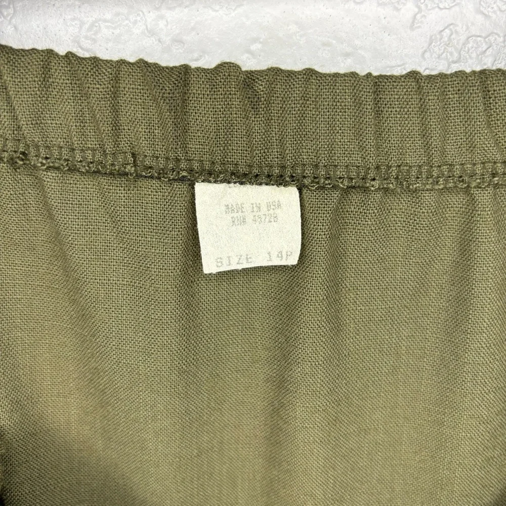 Vintage 80s Army Green Pleated A-Line Midi Skirt Women’s 14P‎ Made in the USA